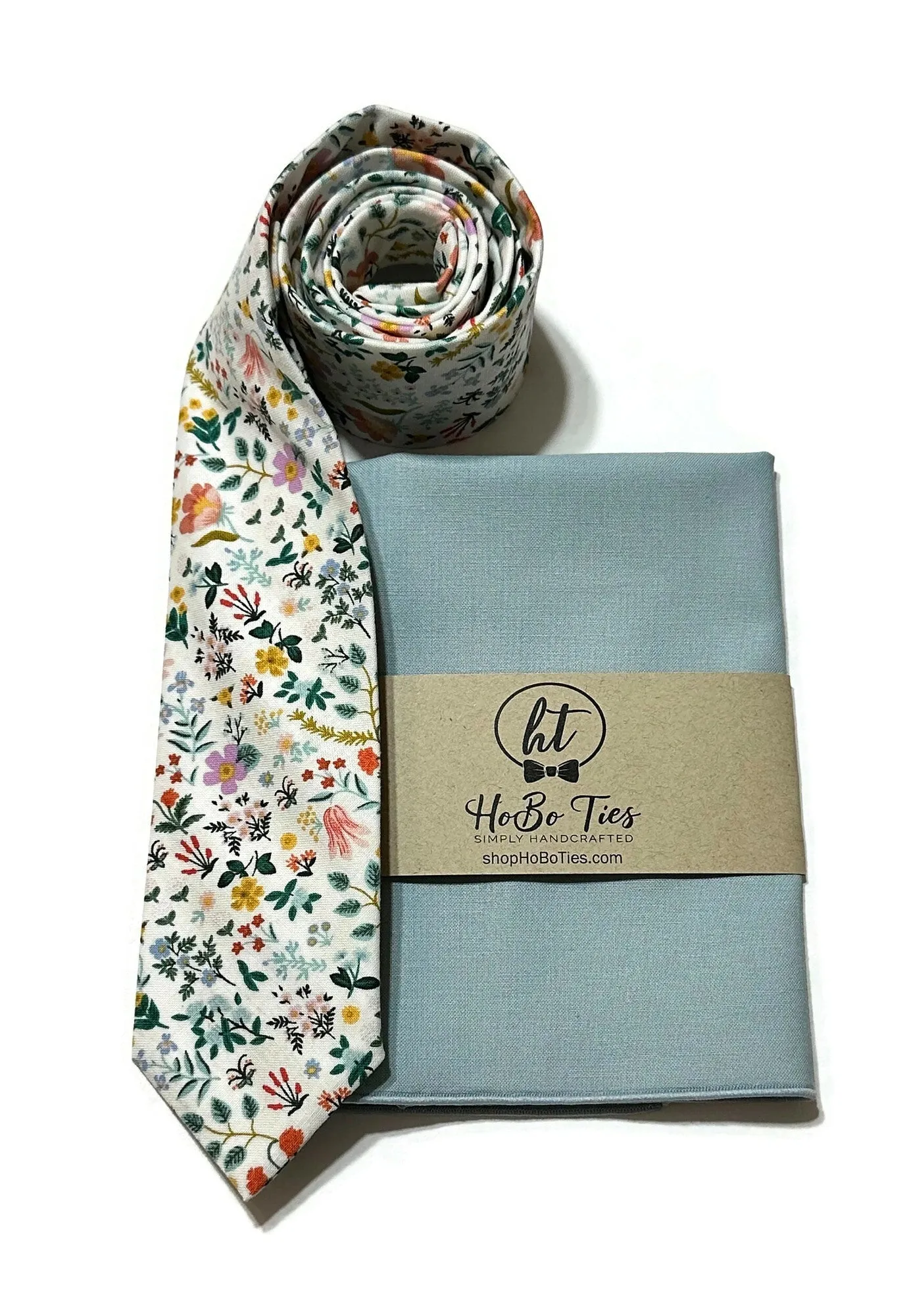 White Bramble Fields Floral Necktie