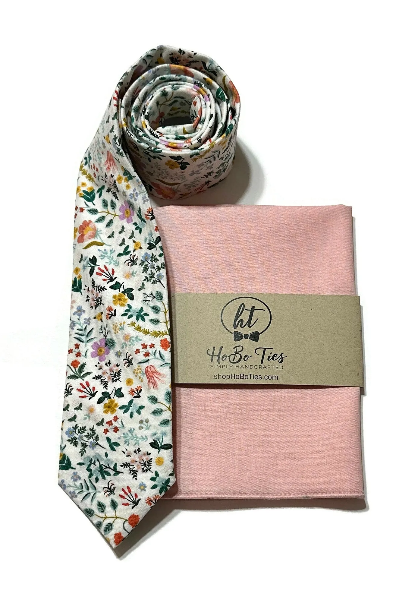 White Bramble Fields Floral Necktie