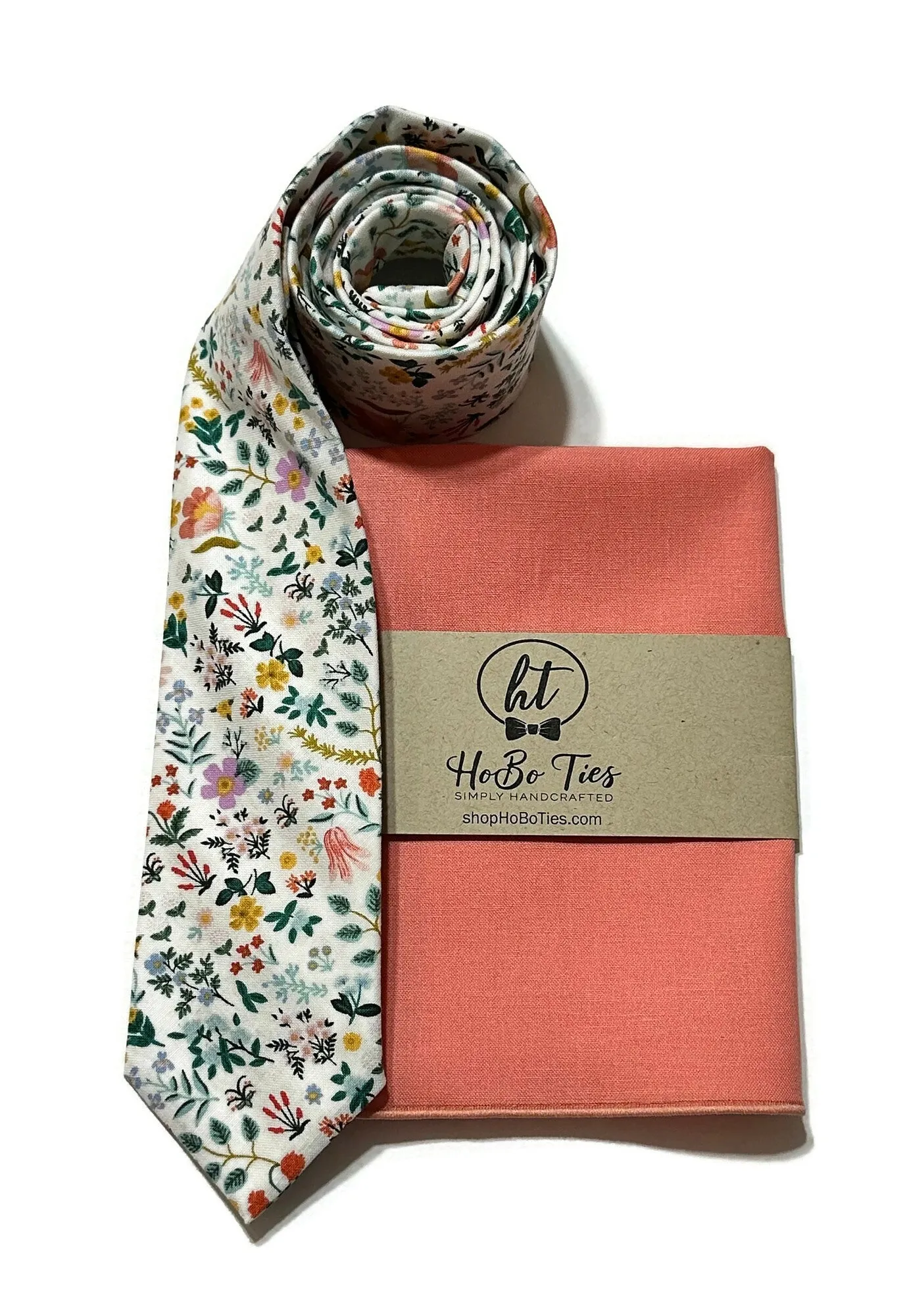 White Bramble Fields Floral Necktie