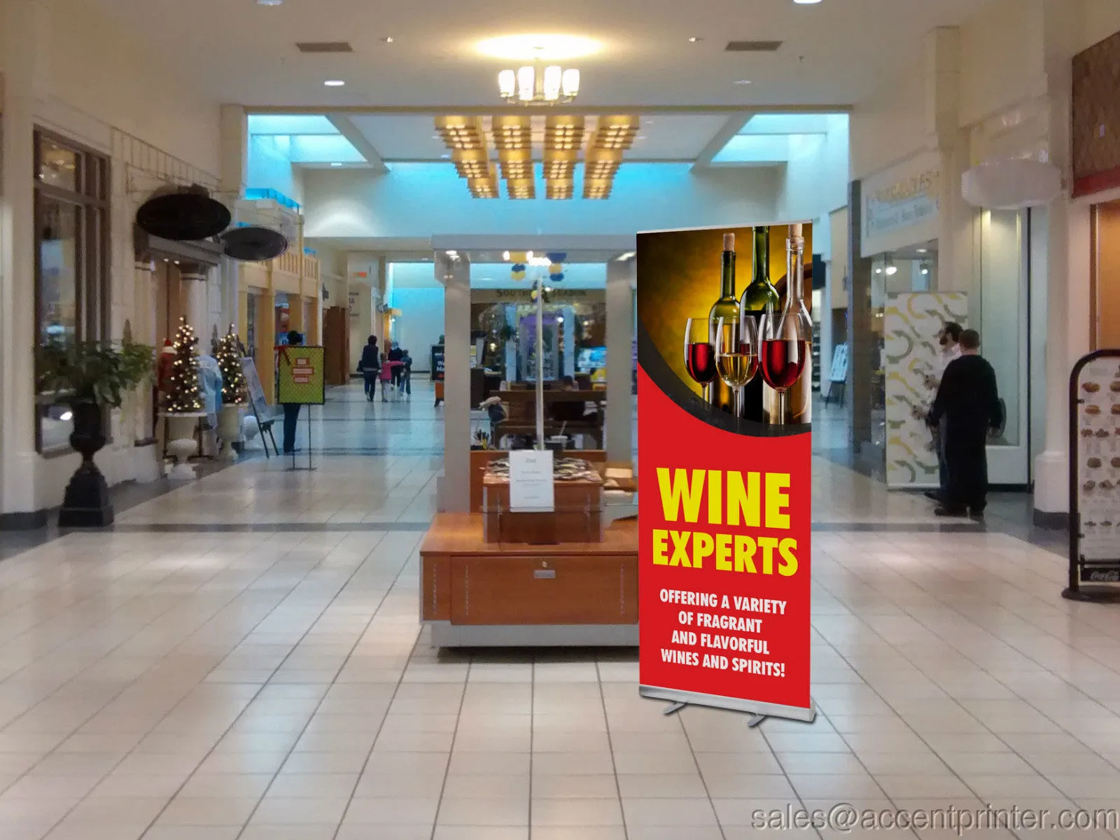 Wine Experts Retractable Banner with Aluminum Stand, 3’w x 6.5’h, Full Color