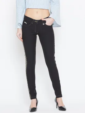 Women Black Solid Skinny Fit Trouses