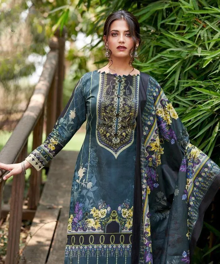 Women's Dark Green Pakistani suits Karachi Dress Material