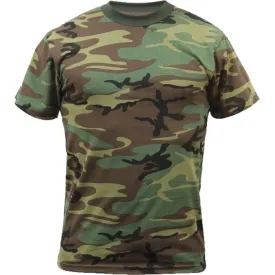 Woodland Camouflage Poly/Cotton T-Shirt | Mens Regular Cut Military Army Tee