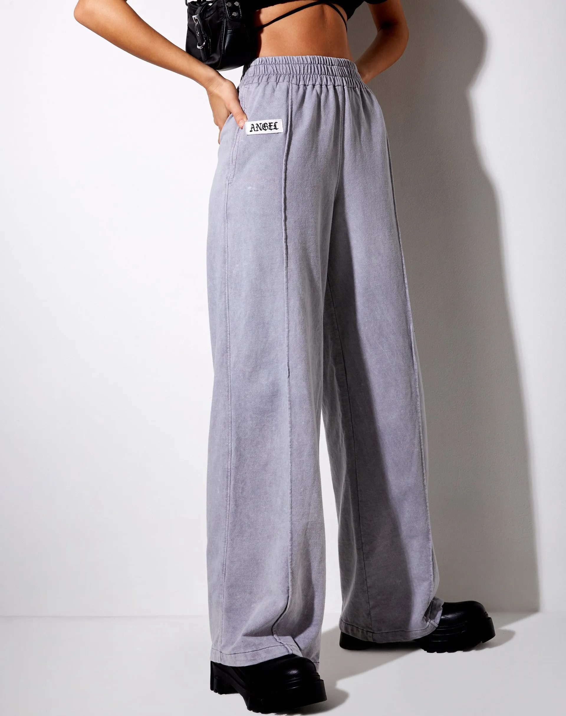 Wungu Trouser in Grey Wash 'Angel' Embro Label