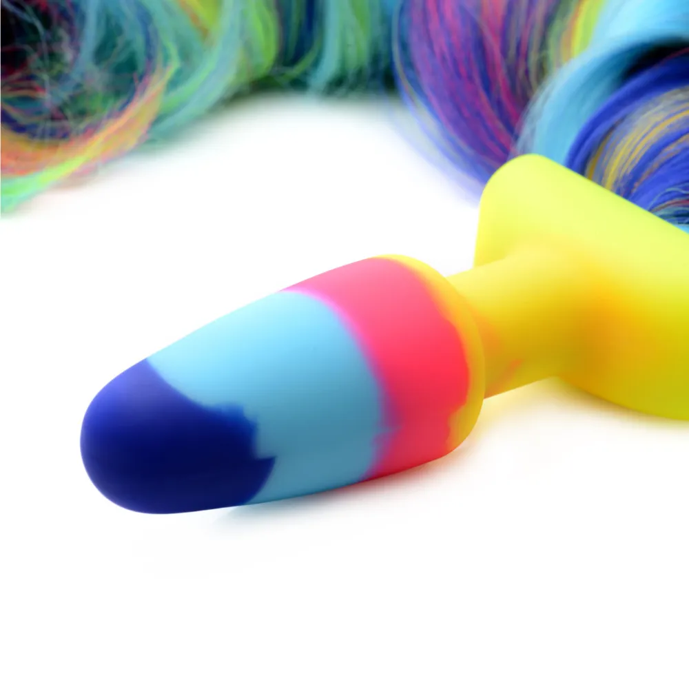 XR Brands Rainbow Unicorn Tail Anal Plug