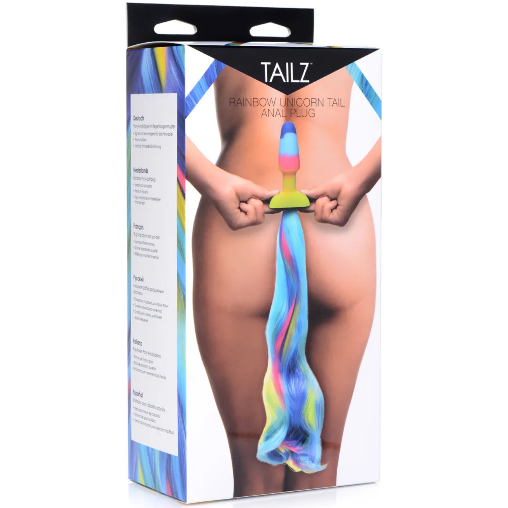 XR Brands Rainbow Unicorn Tail Anal Plug